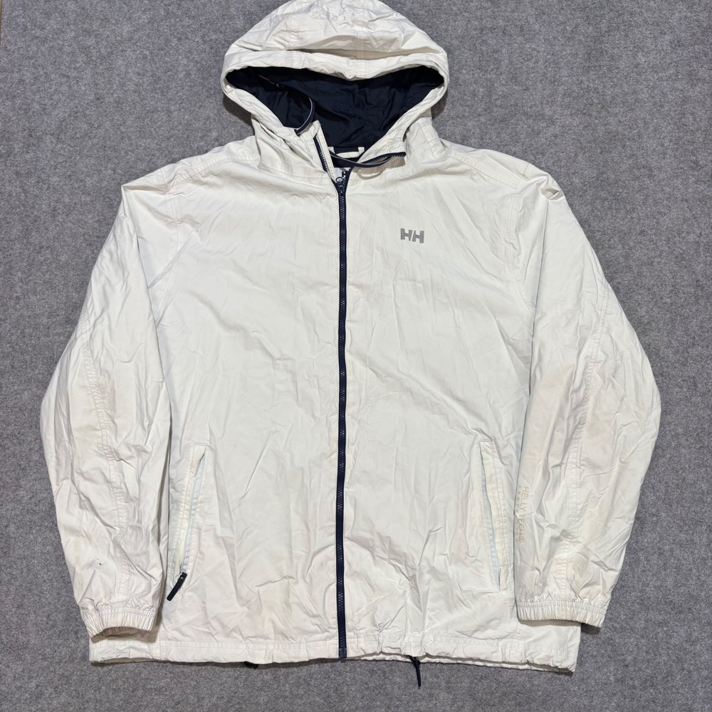 Helly Hansen Helly Tech Protection Rain Jacket Mens XXL White Hooded Full Zip